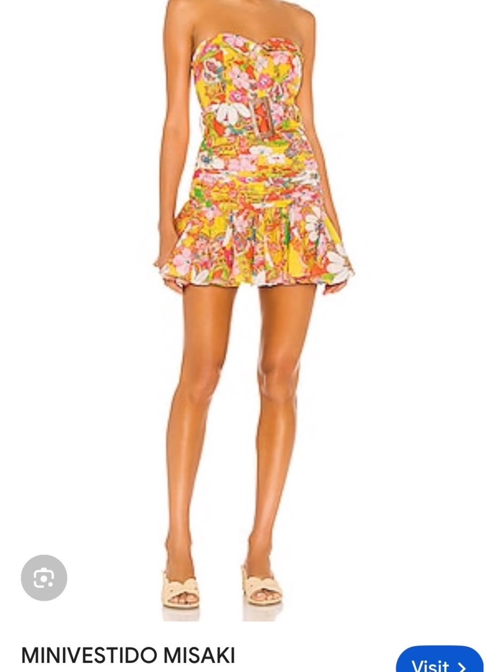 HEMANT & NANDITA Yellow Floral Strapless Mini